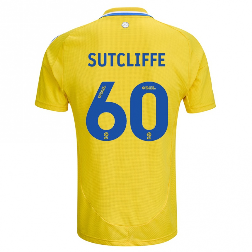 Men Football Harvey Sutcliffe #60 Yellow Blue Away Jersey 2024/25 T-Shirt Za