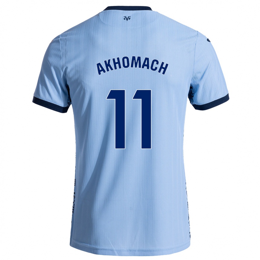 Men Football Ilias Akhomach #11 Sky Blue Away Jersey 2024/25 T-Shirt Za