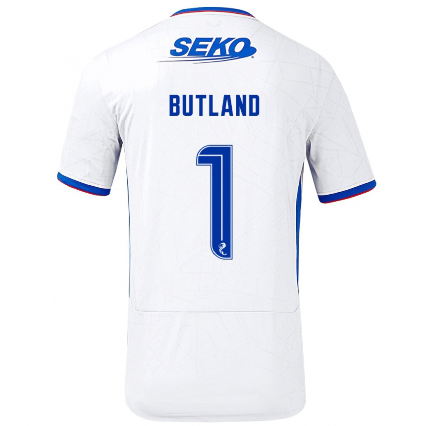 Men Football Jack Butland #1 White Blue Away Jersey 2024/25 T-Shirt Za