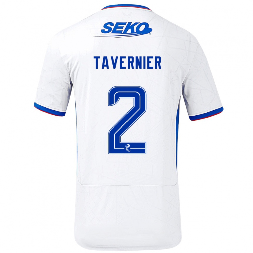 Men Football James Tavernier #2 White Blue Away Jersey 2024/25 T-Shirt Za