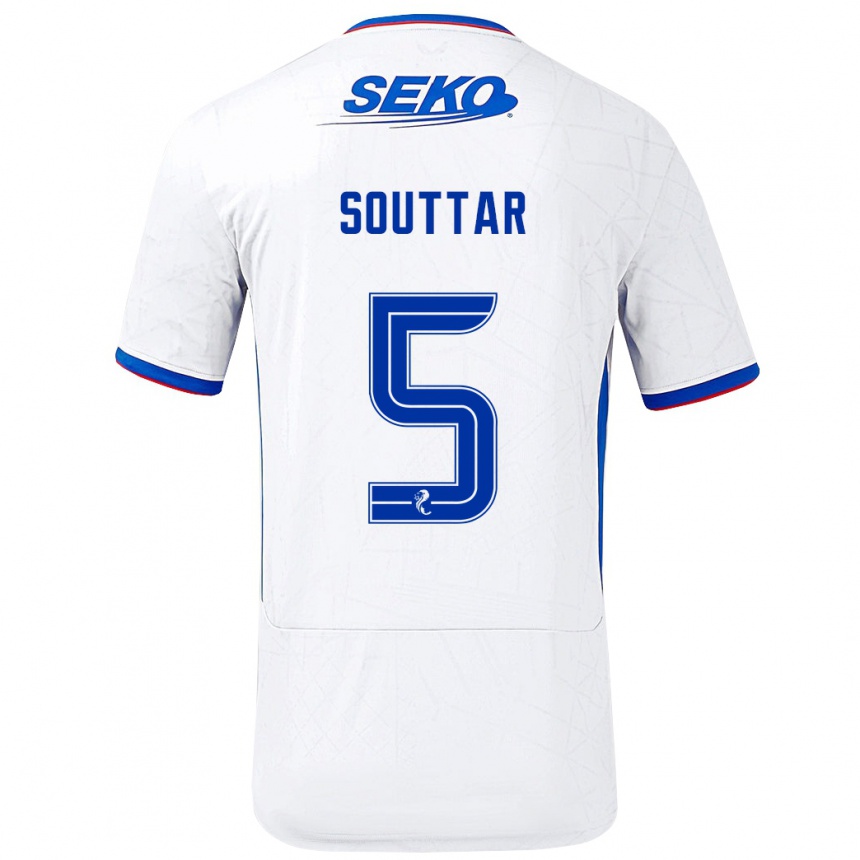 Men Football John Souttar #5 White Blue Away Jersey 2024/25 T-Shirt Za