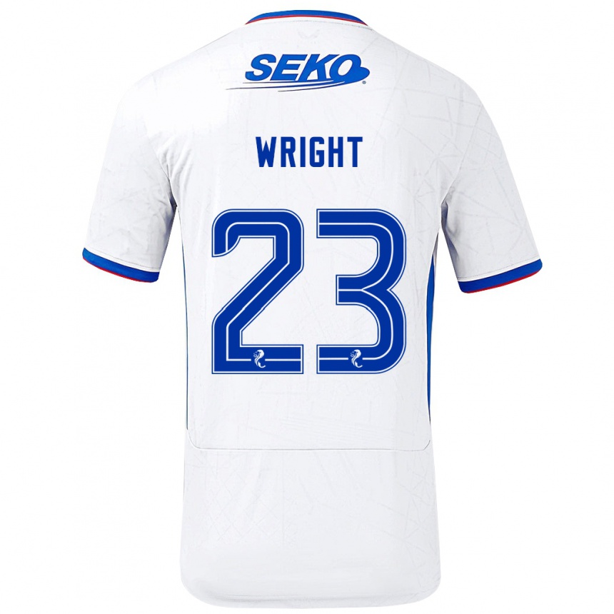 Men Football Scott Wright #23 White Blue Away Jersey 2024/25 T-Shirt Za