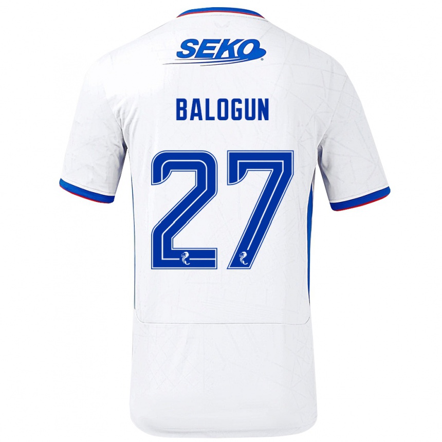 Men Football Leon Balogun #27 White Blue Away Jersey 2024/25 T-Shirt Za