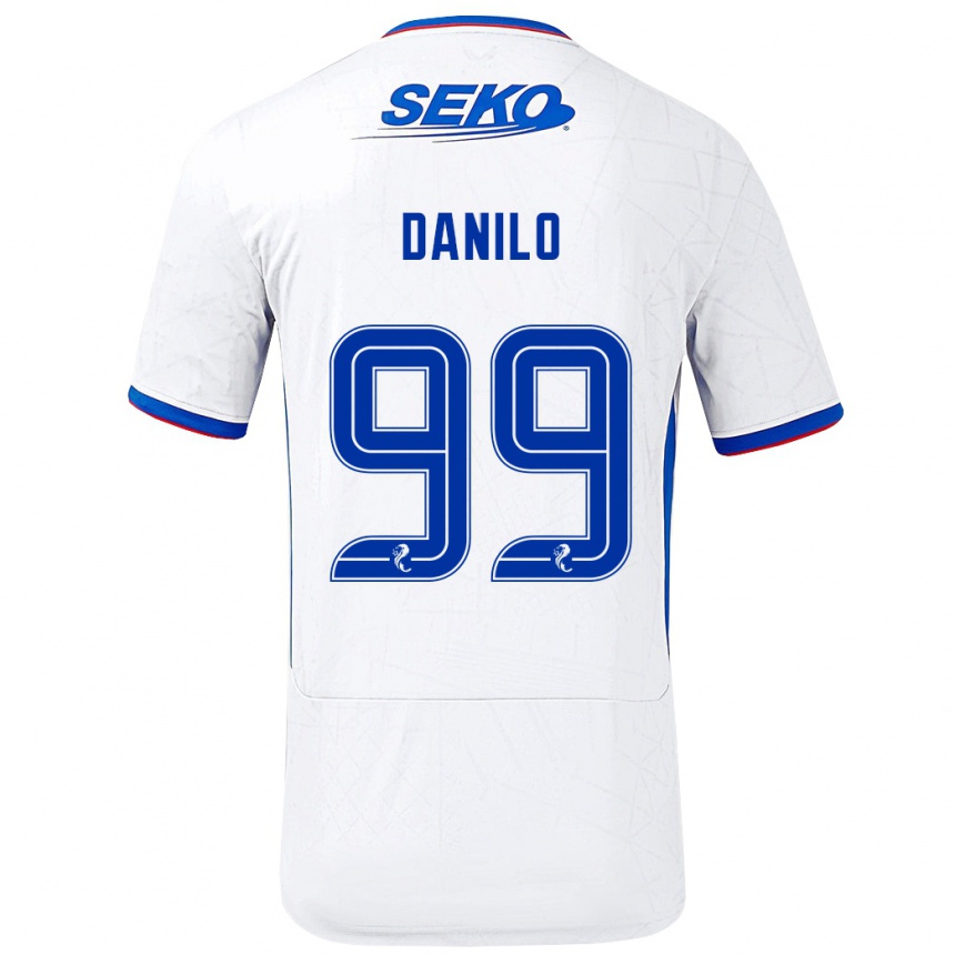 Men Football Danilo #99 White Blue Away Jersey 2024/25 T-Shirt Za