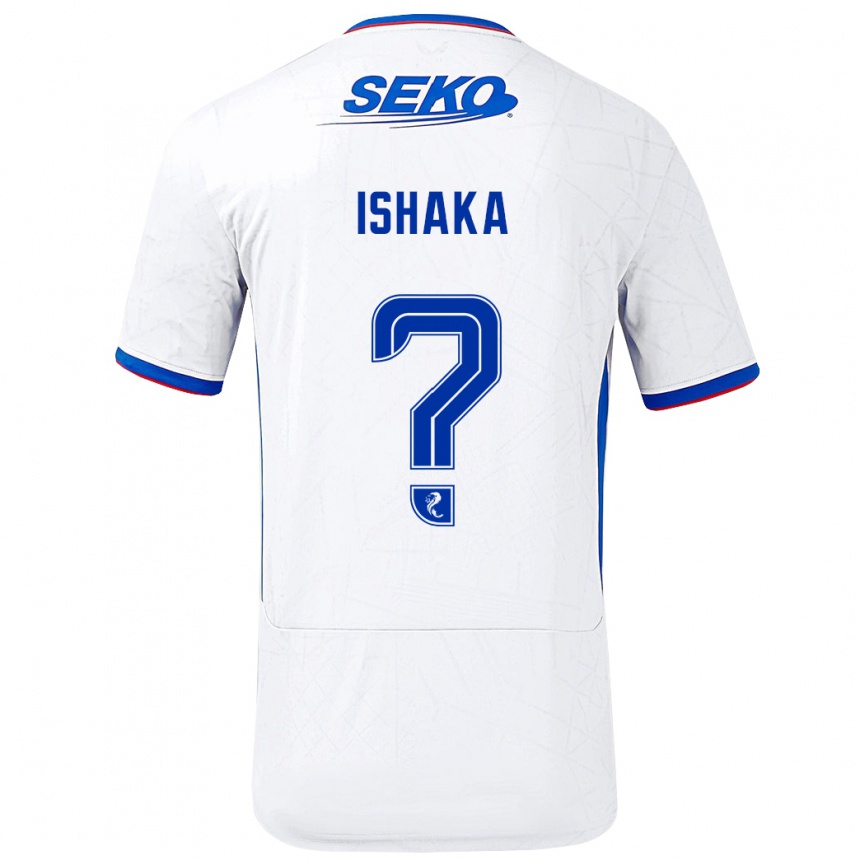 Men Football Thompson Ishaka #0 White Blue Away Jersey 2024/25 T-Shirt Za