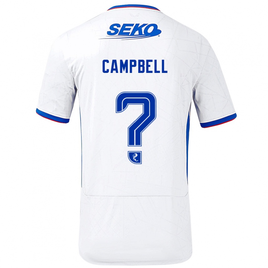 Men Football Connor Campbell #0 White Blue Away Jersey 2024/25 T-Shirt Za