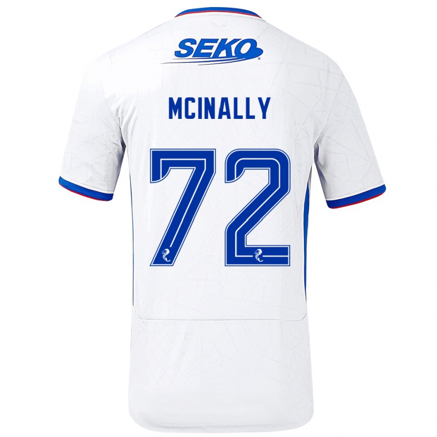 Men Football Darren Mcinally #72 White Blue Away Jersey 2024/25 T-Shirt Za