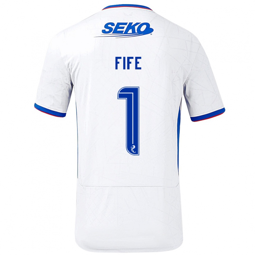 Men Football Jenna Fife #1 White Blue Away Jersey 2024/25 T-Shirt Za