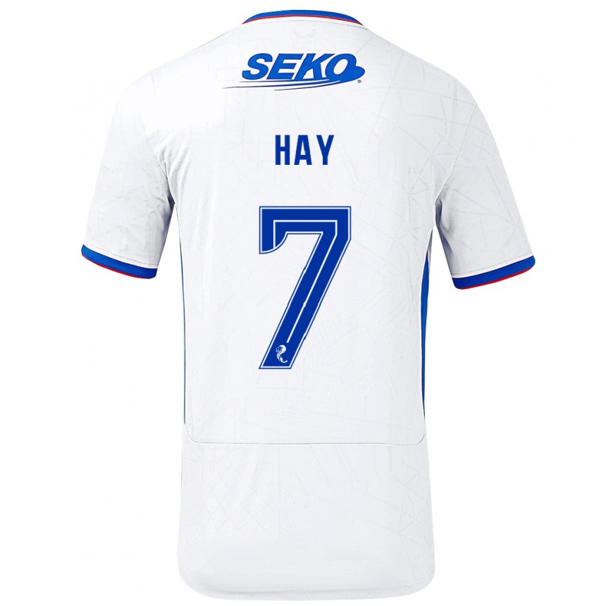 Men Football Brogan Hay #7 White Blue Away Jersey 2024/25 T-Shirt Za