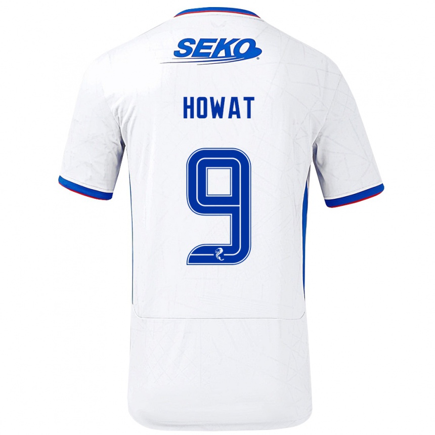 Men Football Kirsty Howat #9 White Blue Away Jersey 2024/25 T-Shirt Za