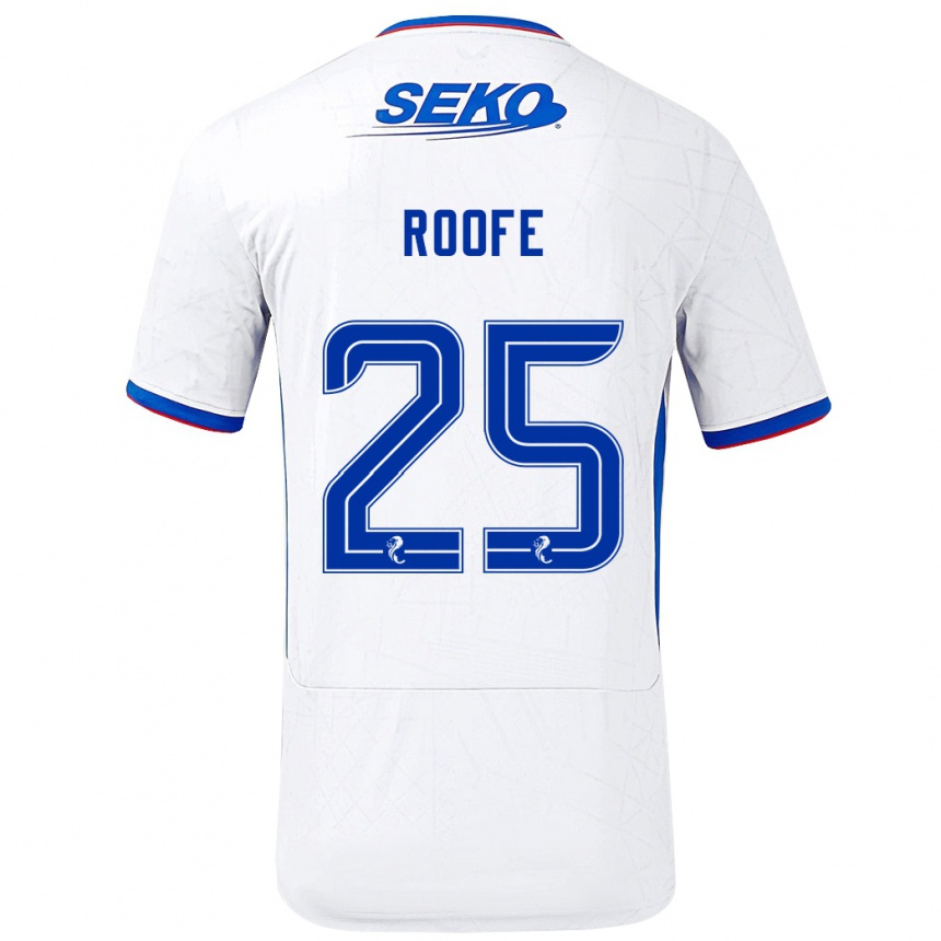 Men Football Kemar Roofe #25 White Blue Away Jersey 2024/25 T-Shirt Za