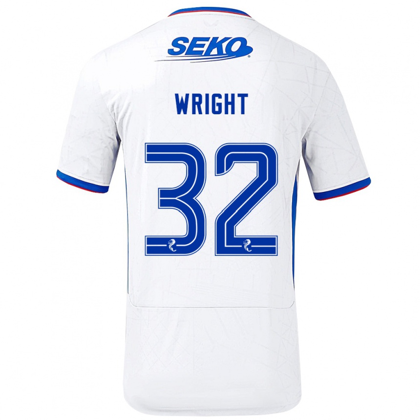 Men Football Kieran Wright #32 White Blue Away Jersey 2024/25 T-Shirt Za