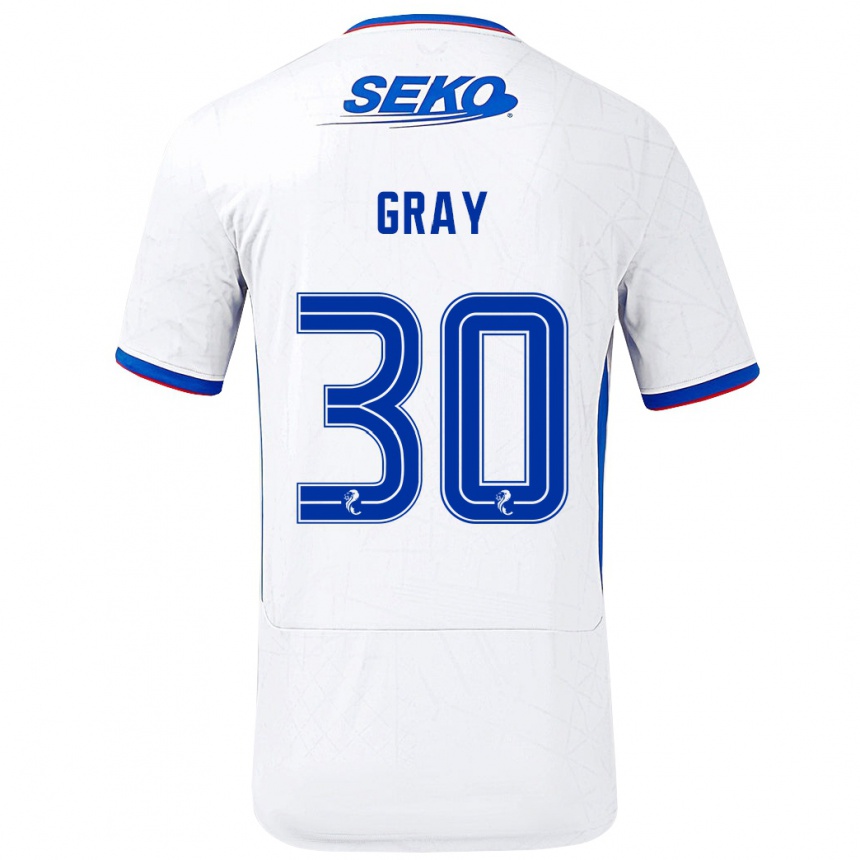 Men Football Georgia Gray #30 White Blue Away Jersey 2024/25 T-Shirt Za