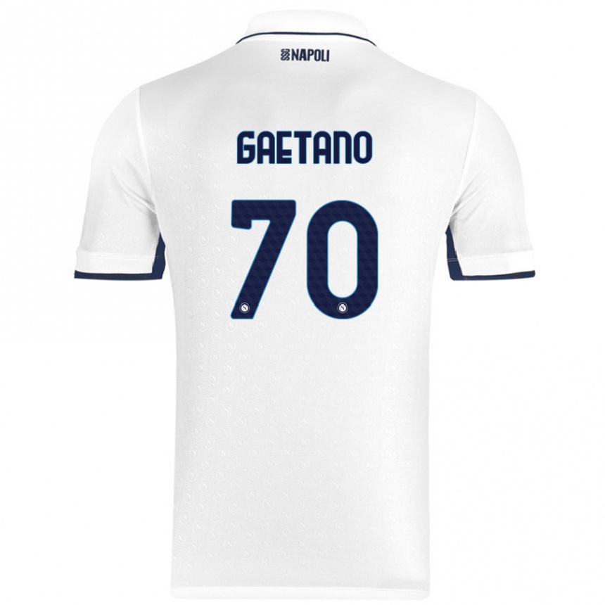 Men Football Gianluca Gaetano #70 White Royal Blue Away Jersey 2024/25 T-Shirt Za