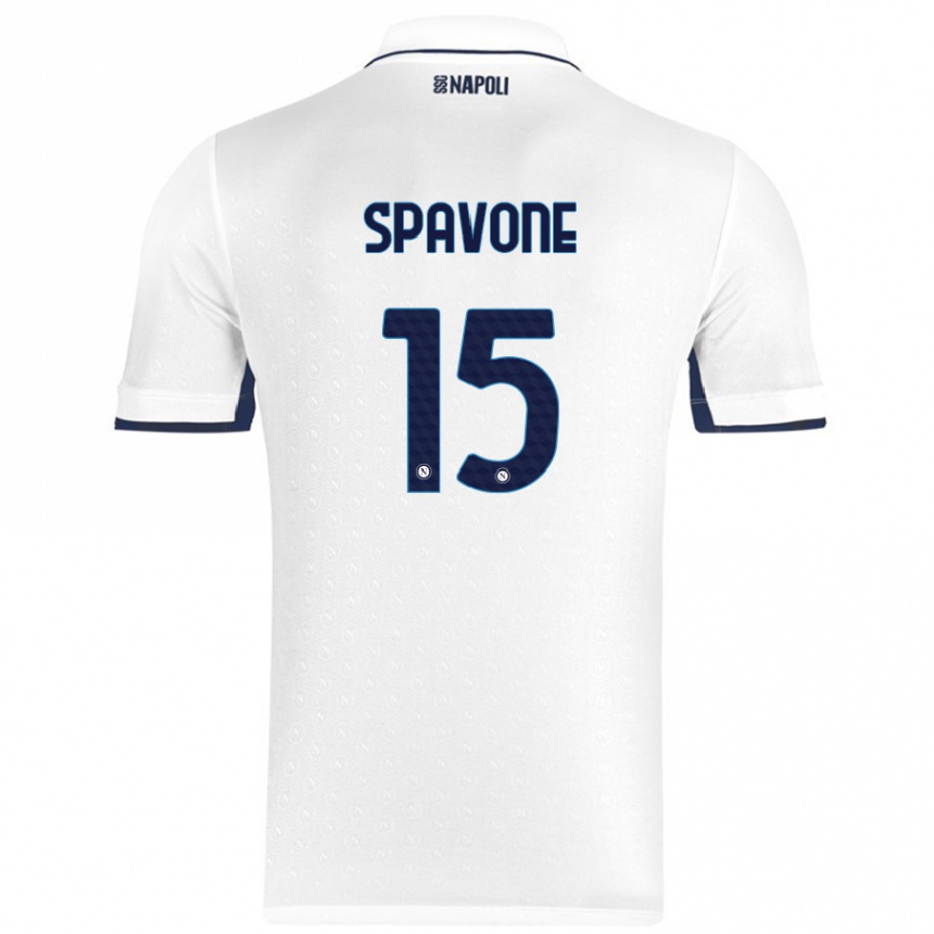 Men Football Alessandro Spavone #15 White Royal Blue Away Jersey 2024/25 T-Shirt Za