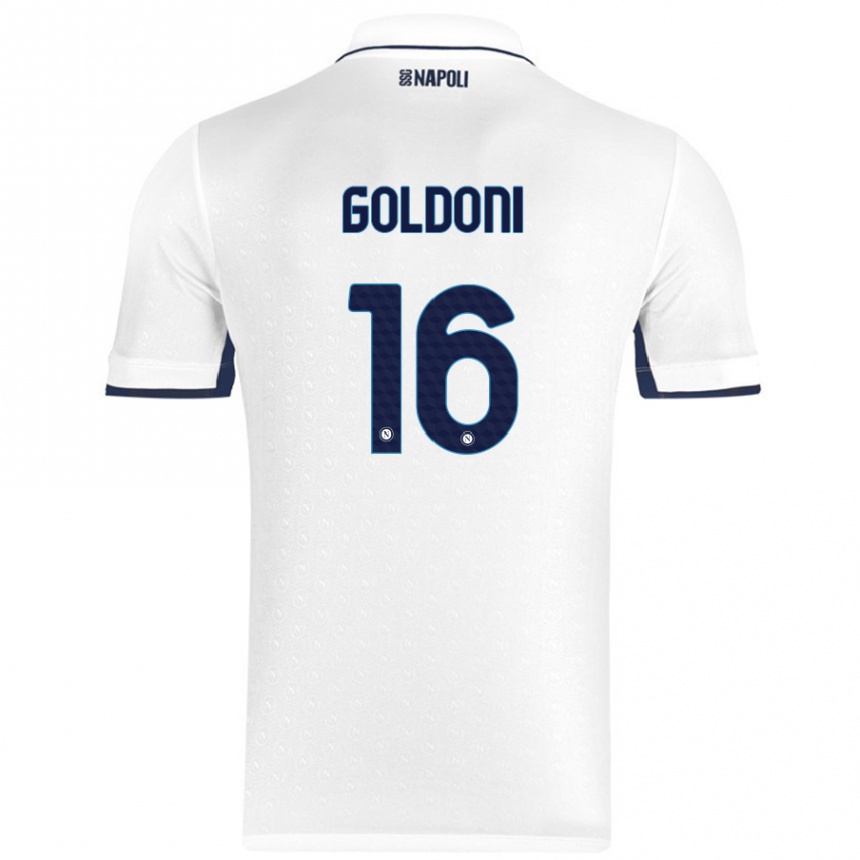 Men Football Eleonora Goldoni #16 White Royal Blue Away Jersey 2024/25 T-Shirt Za