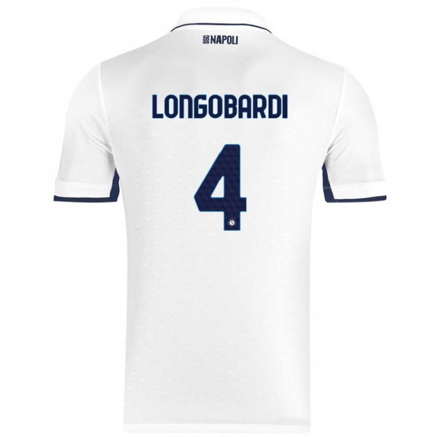 Men Football Salvatore Longobardi #4 White Royal Blue Away Jersey 2024/25 T-Shirt Za