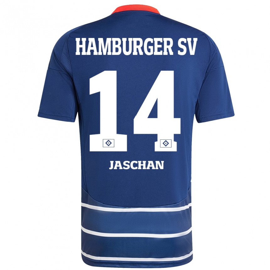 Men Football Endrik Jaschan #14 Dark Blue Away Jersey 2024/25 T-Shirt Za