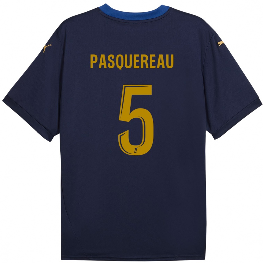 Men Football Julie Pasquereau #5 Navy Gold Away Jersey 2024/25 T-Shirt Za