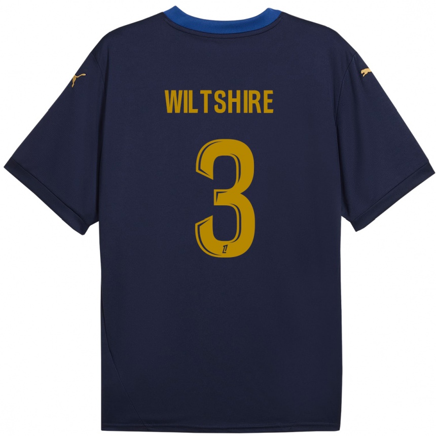 Men Football Tiernny Wiltshire #3 Navy Gold Away Jersey 2024/25 T-Shirt Za