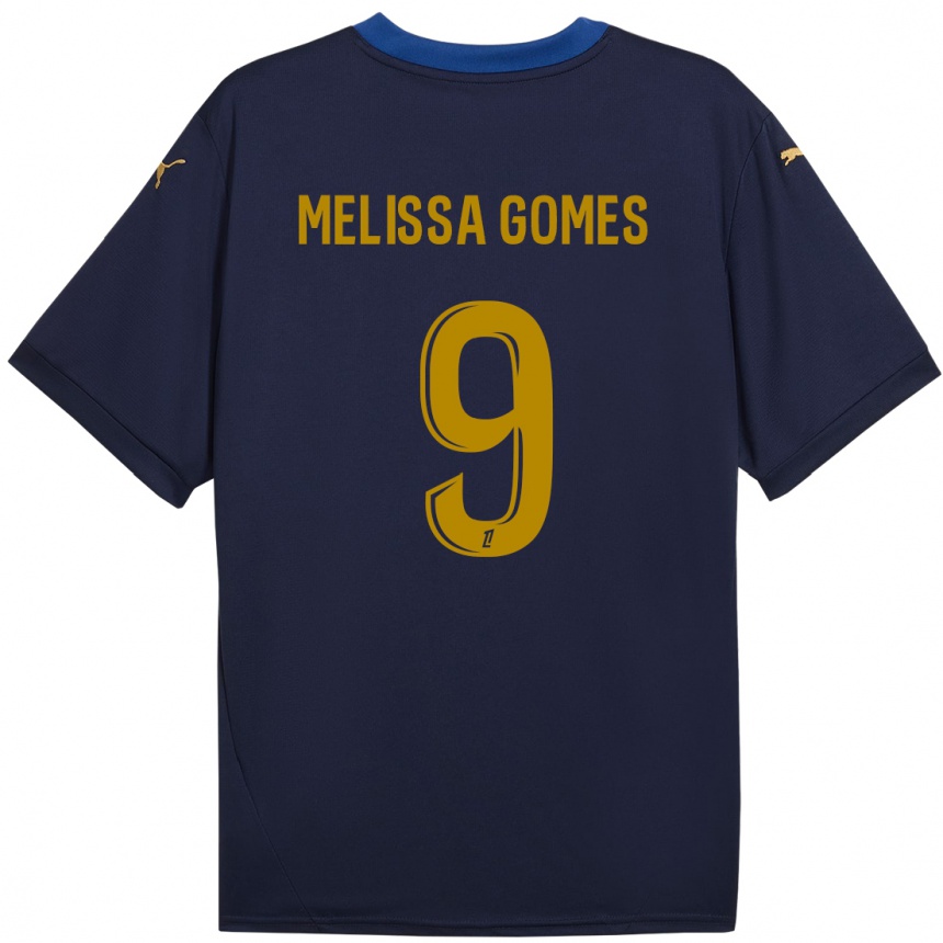 Men Football Melissa Ferreira Gomes #9 Navy Gold Away Jersey 2024/25 T-Shirt Za