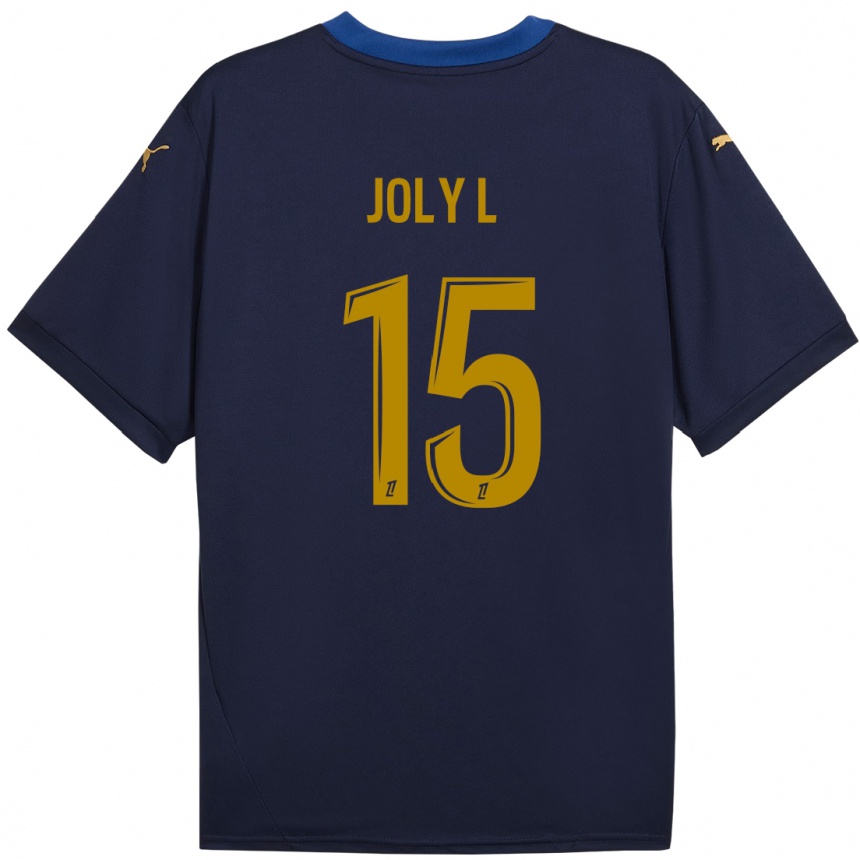 Men Football Lou Ann Joly #15 Navy Gold Away Jersey 2024/25 T-Shirt Za