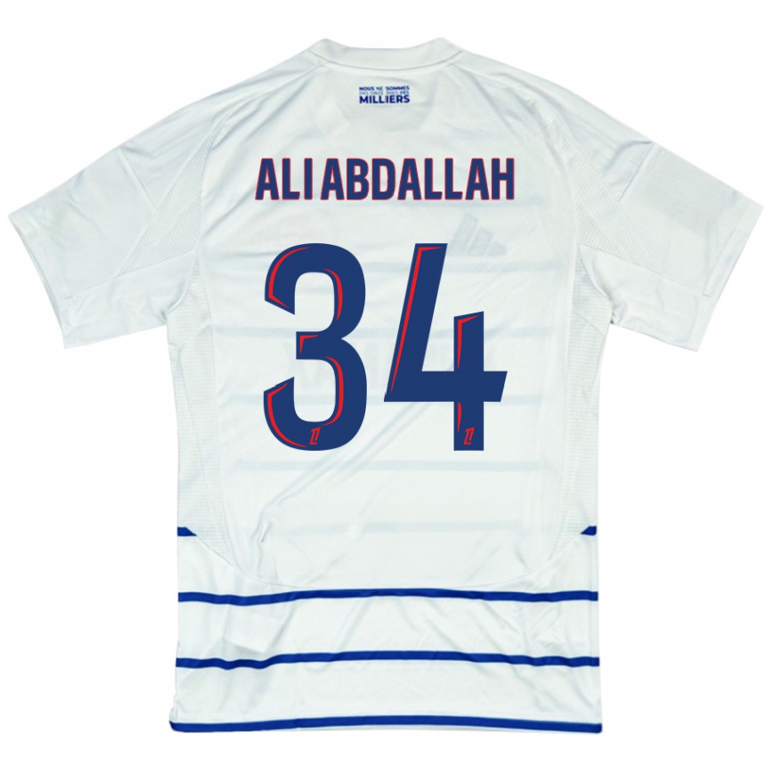 Men Football Aboubacar Ali Abdallah #34 White Blue Away Jersey 2024/25 T-Shirt Za