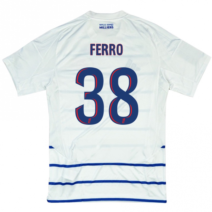 Men Football Nolan Ferro #38 White Blue Away Jersey 2024/25 T-Shirt Za