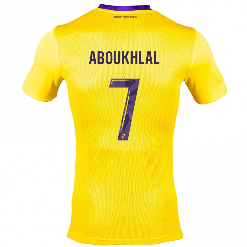 Men Football Zakaria Aboukhlal #7 Yellow Purple Away Jersey 2024/25 T-Shirt Za