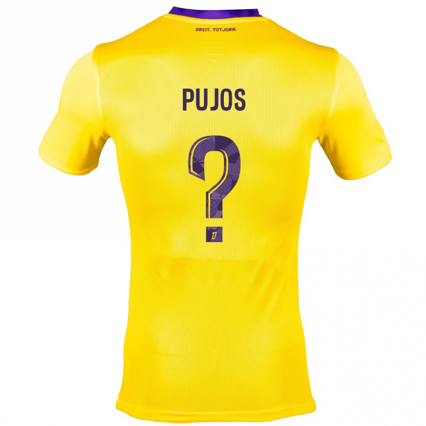 Men Football Clément Pujos #0 Yellow Purple Away Jersey 2024/25 T-Shirt Za