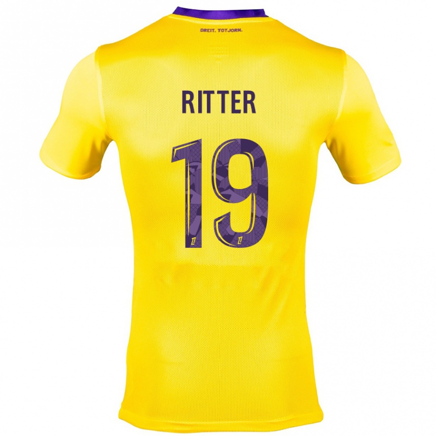 Men Football Morgane Ritter #19 Yellow Purple Away Jersey 2024/25 T-Shirt Za