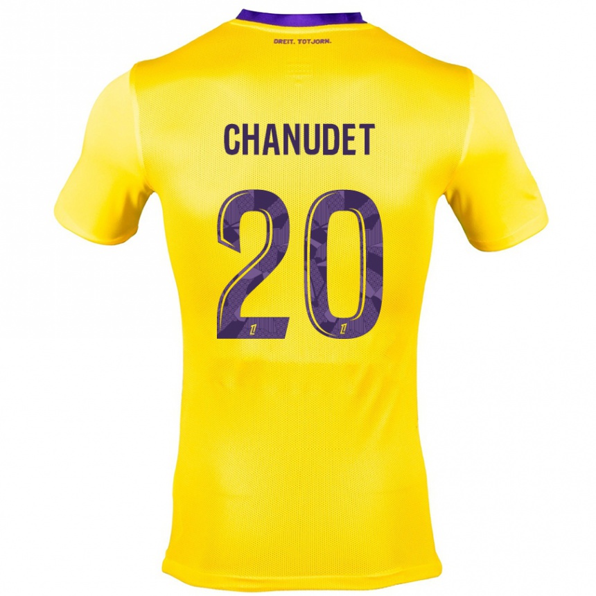 Men Football Coralie Chanudet #20 Yellow Purple Away Jersey 2024/25 T-Shirt Za