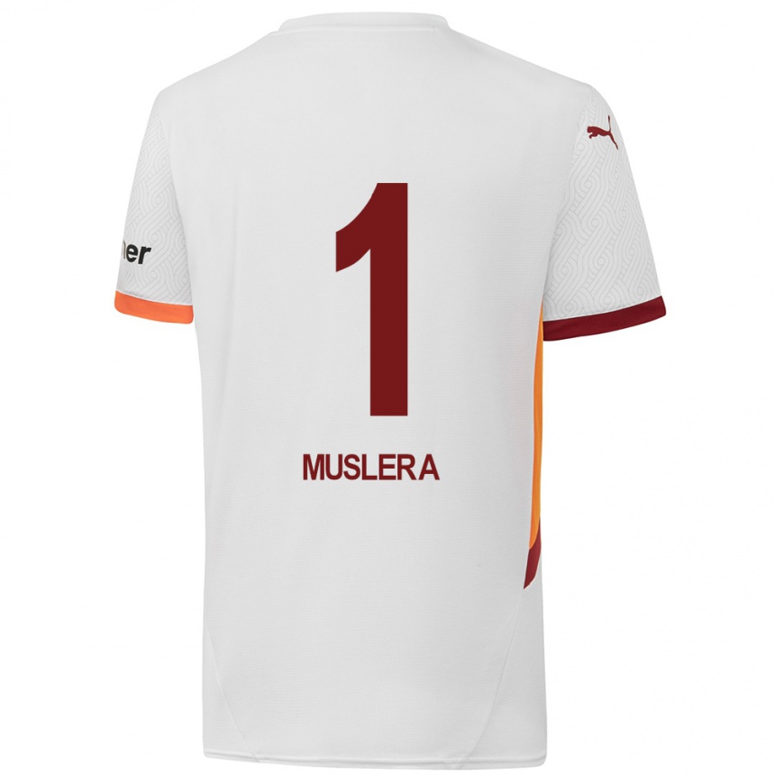 Men Football Fernando Muslera #1 White Yellow Red Away Jersey 2024/25 T-Shirt Za