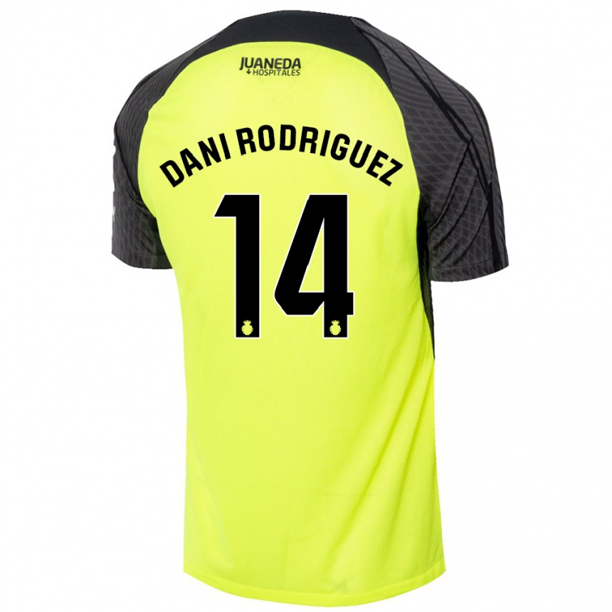 Men Football Dani Rodríguez #14 Fluorescent Green Black Away Jersey 2024/25 T-Shirt Za