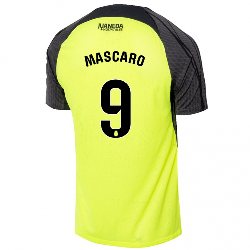 Men Football Pau Mascaró #9 Fluorescent Green Black Away Jersey 2024/25 T-Shirt Za