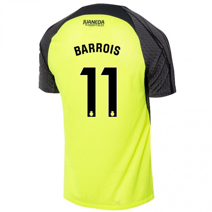 Men Football Eliott Barrois #11 Fluorescent Green Black Away Jersey 2024/25 T-Shirt Za