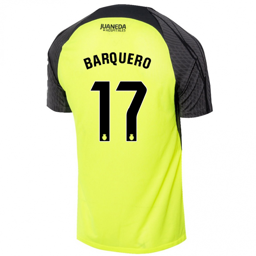 Men Football Adrián Barquero #17 Fluorescent Green Black Away Jersey 2024/25 T-Shirt Za