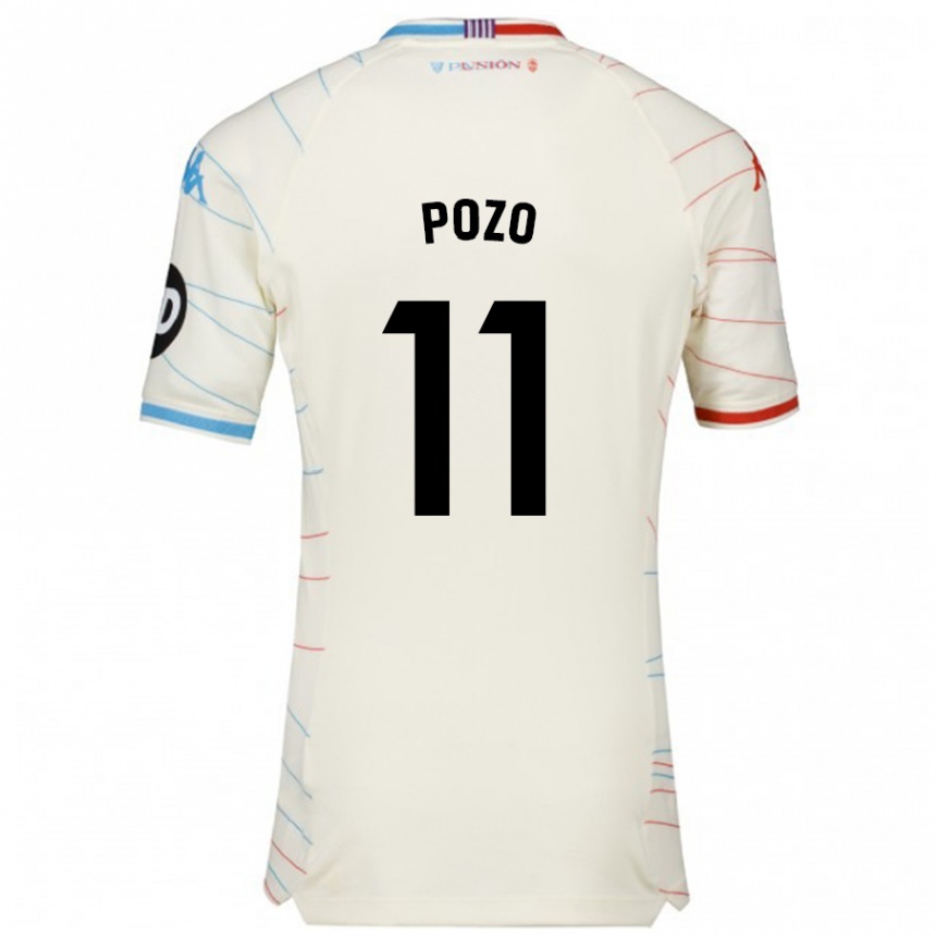 Men Football Manuel Pozo #11 White Red Blue Away Jersey 2024/25 T-Shirt Za