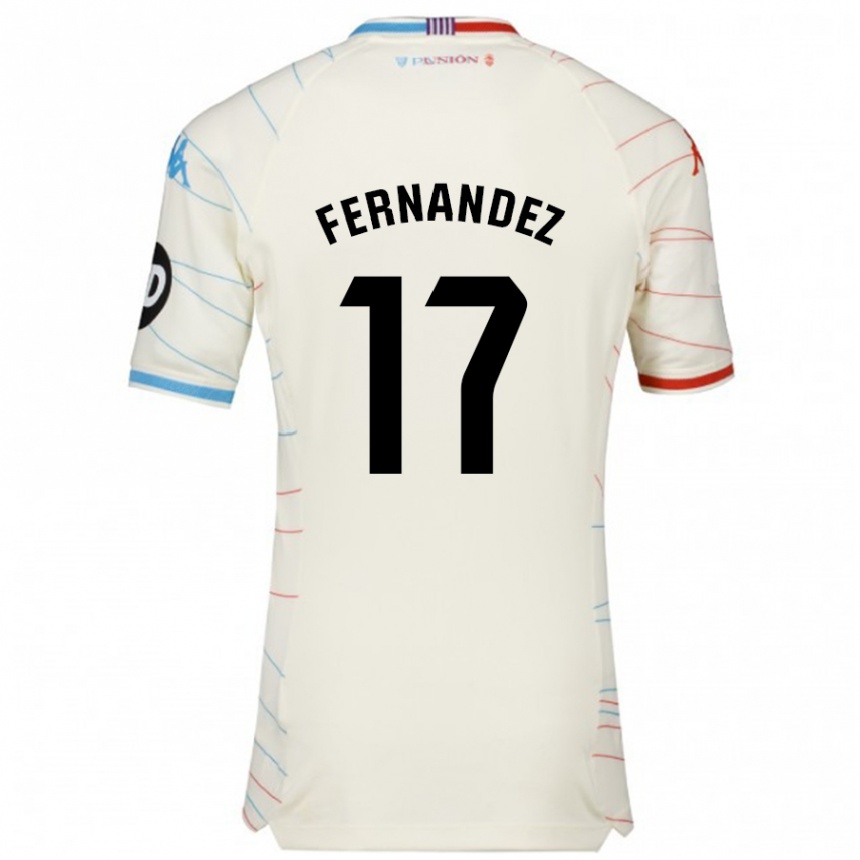 Men Football Dani Fernández #17 White Red Blue Away Jersey 2024/25 T-Shirt Za