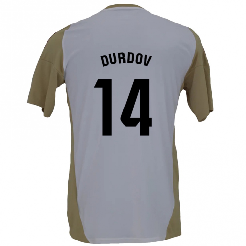 Men Football Ivan Durdov #14 Brown White Away Jersey 2024/25 T-Shirt Za