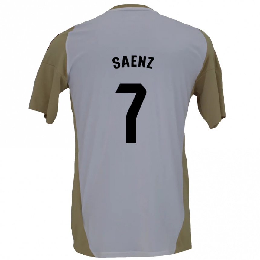 Men Football Raúl Sáenz #7 Brown White Away Jersey 2024/25 T-Shirt Za