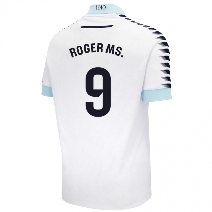 Men Football Roger Martí #9 White Blue Away Jersey 2024/25 T-Shirt Za