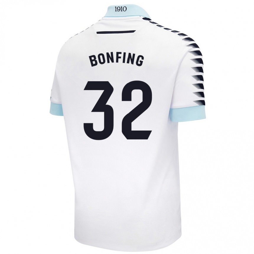 Men Football Boubacar Bonfing #32 White Blue Away Jersey 2024/25 T-Shirt Za