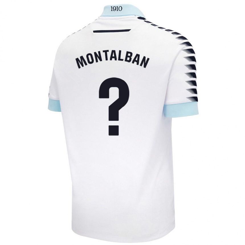 Men Football Sergio Montalbán #0 White Blue Away Jersey 2024/25 T-Shirt Za