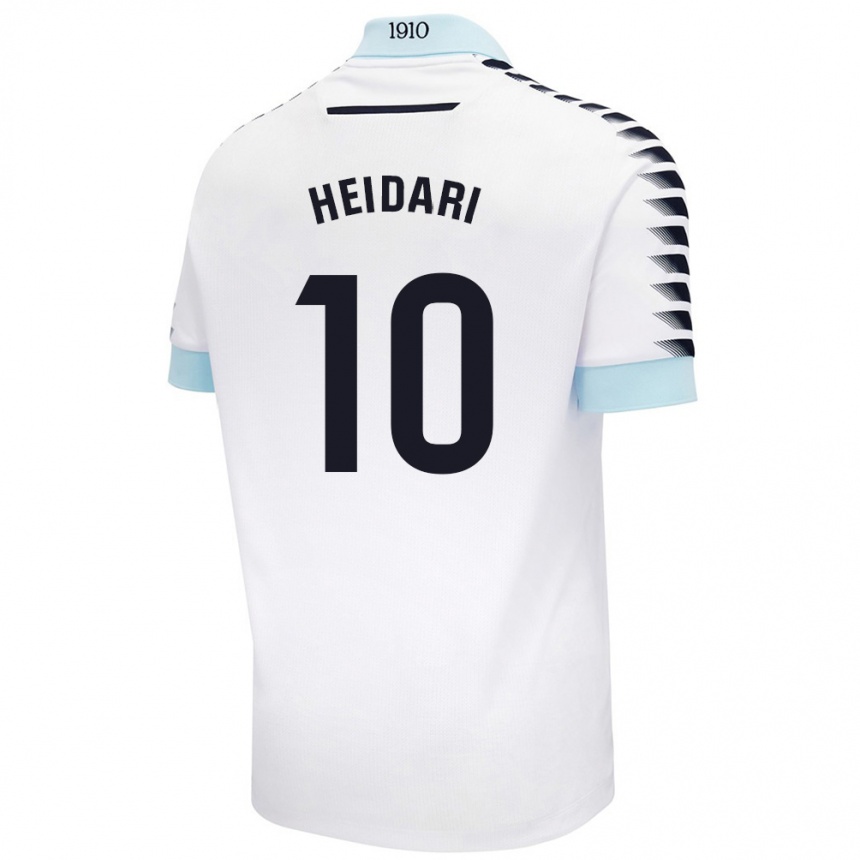 Men Football Arman Heidari #10 White Blue Away Jersey 2024/25 T-Shirt Za