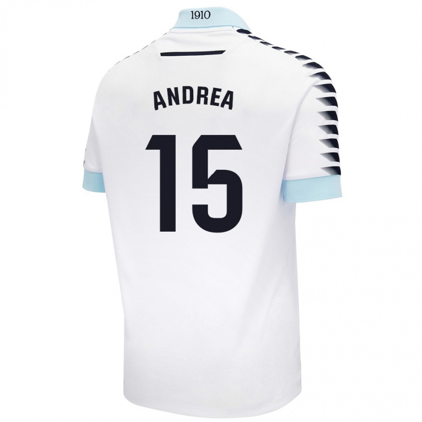 Men Football Andrea Sánchez Moreno #15 White Blue Away Jersey 2024/25 T-Shirt Za