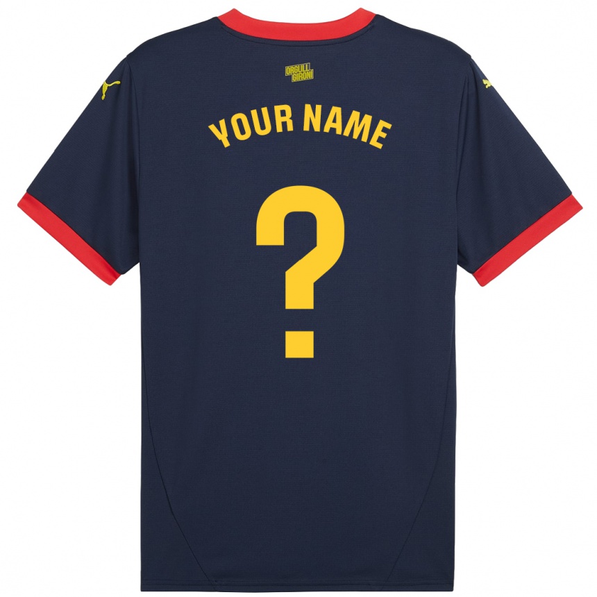 Men Football Your Name #0 Navy Red Away Jersey 2024/25 T-Shirt Za