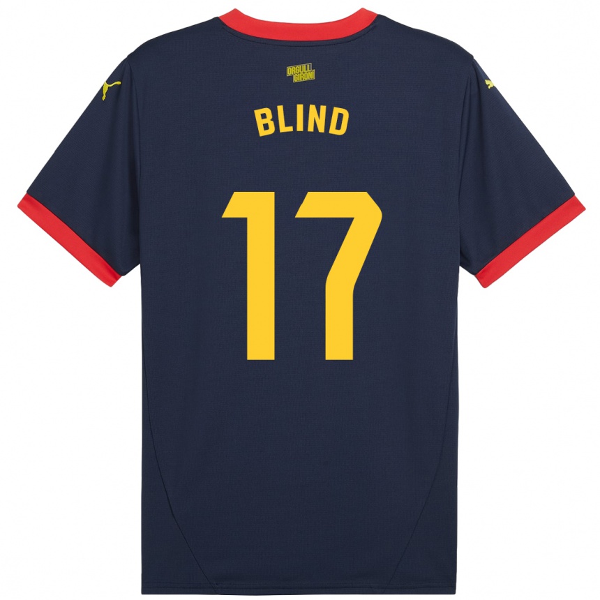 Men Football Daley Blind #17 Navy Red Away Jersey 2024/25 T-Shirt Za