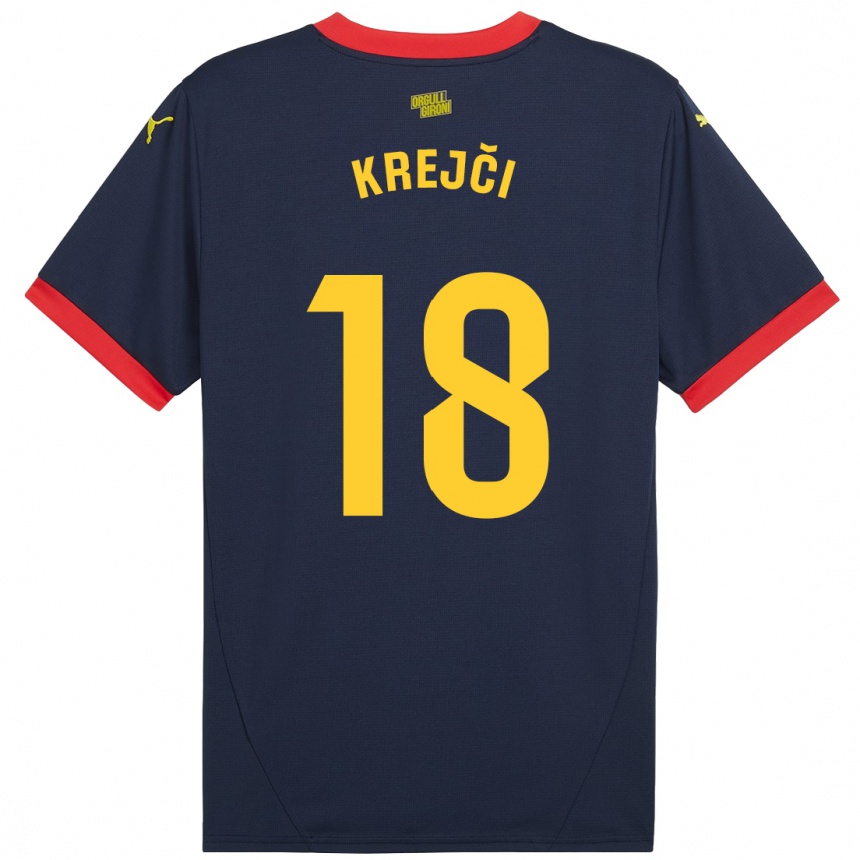 Men Football Ladislav Krejci #18 Navy Red Away Jersey 2024/25 T-Shirt Za