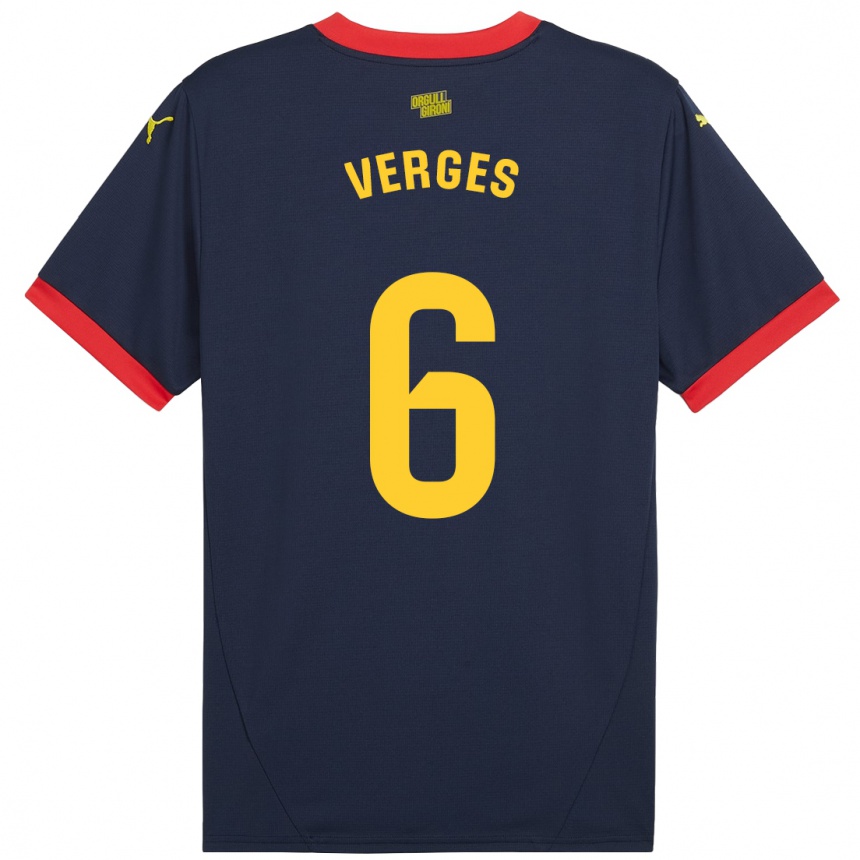 Men Football Mar Vergés #6 Navy Red Away Jersey 2024/25 T-Shirt Za